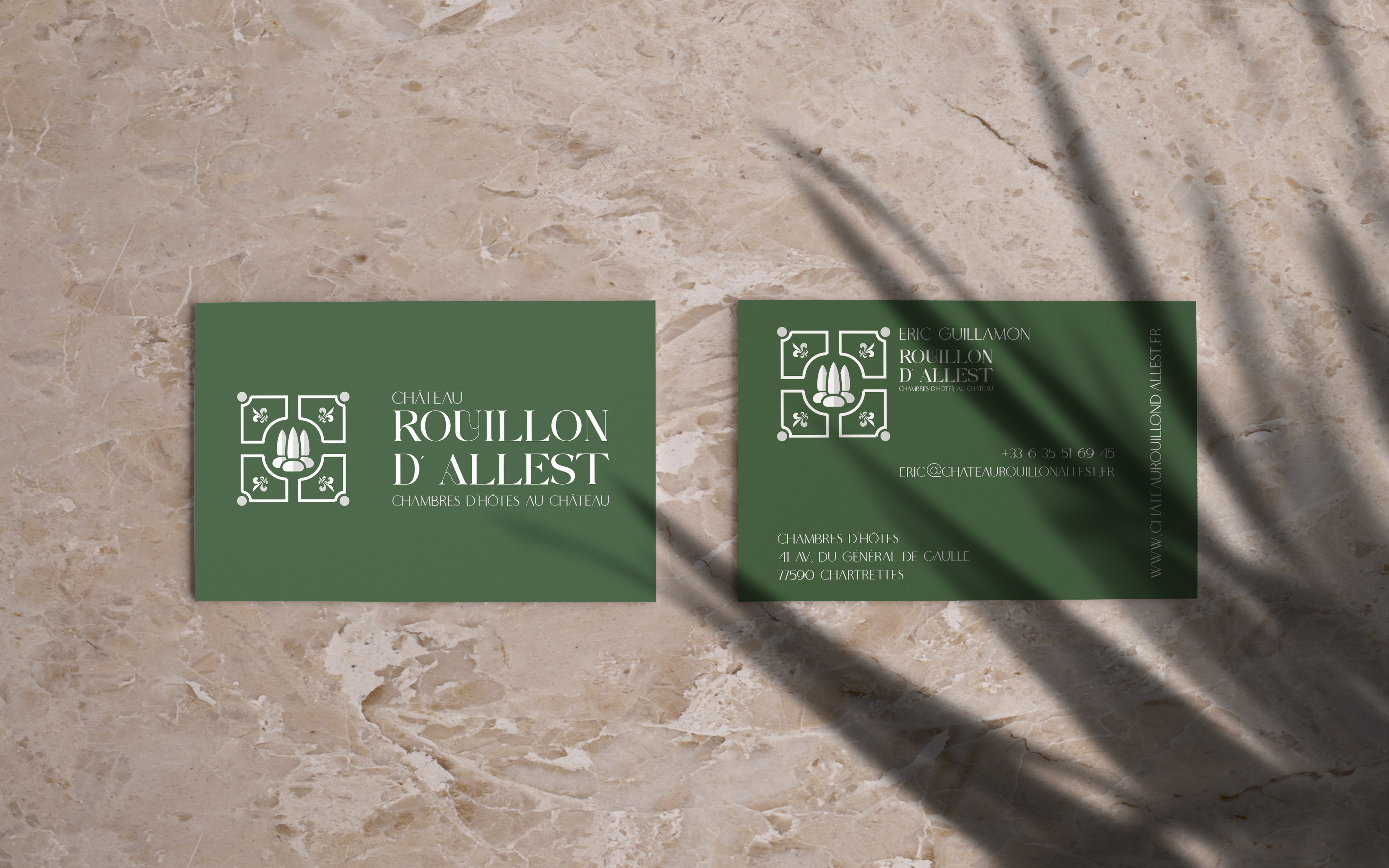 Carte de visite, Château Rouillon d'Allest, rebranding par Florent Andarelli